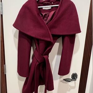 Trending burgundy colored coat by Tahari.